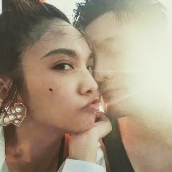 Pearl Paved Heart Big Earrings w 925 Silver Needle - Picture 4 of 4